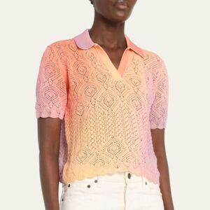 Jonathan Simkhai Thelma Ombre Knit Polo Sweater Shirt Top  Women's Size Small